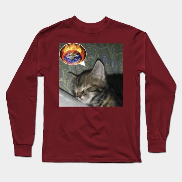 Kitty dreaming with the world on fire - weirdcore Long Sleeve T-Shirt by Random Generic Shirts